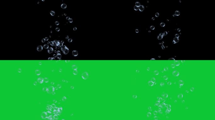 气泡充满二氧化碳，向上漂浮。4K 3D绿幕动画。