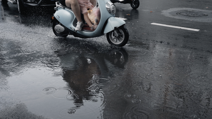城市雨天街景-高速摄影
