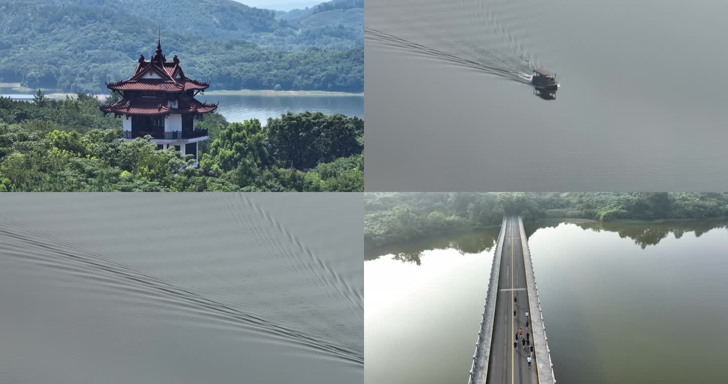 航拍溧阳天目湖景区