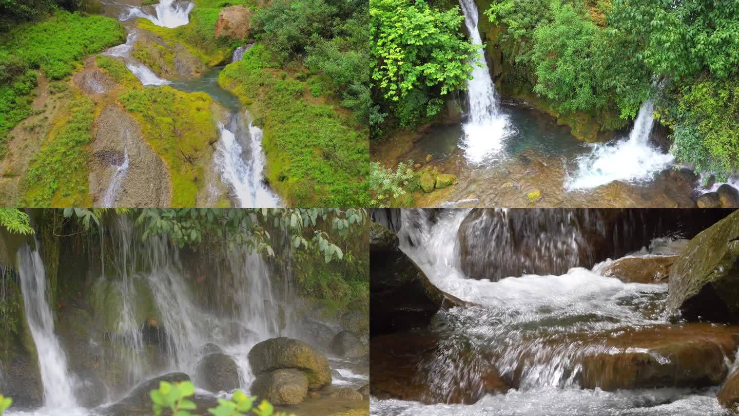 水森林树林瀑布水流溪流泉水山泉流水 瀑布