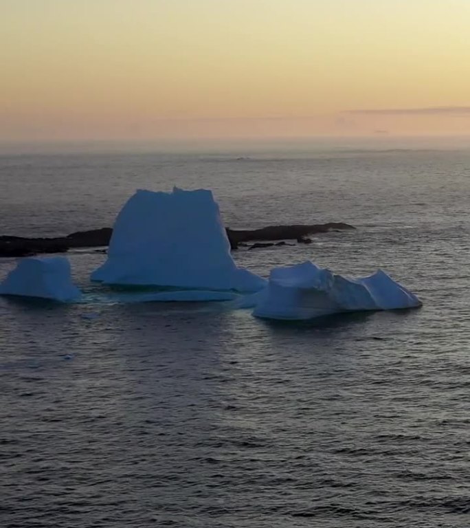 垂直视频独特的全景与冰山的南极海洋在南极洲。