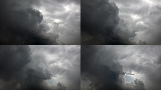 密集的积雨云在暴风雨后消散并开放