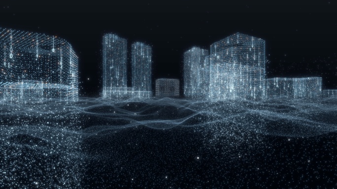 8K三维生长粒子信息城市科技数据流