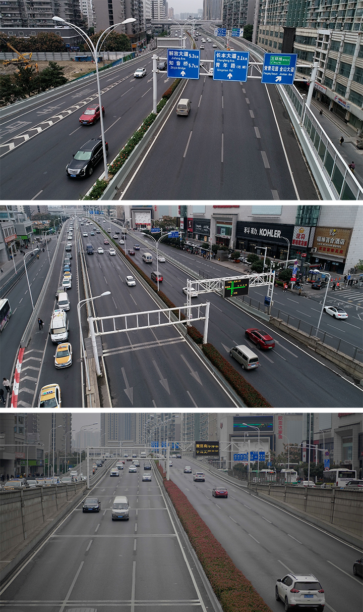 武汉二环线车流 城市高架航拍