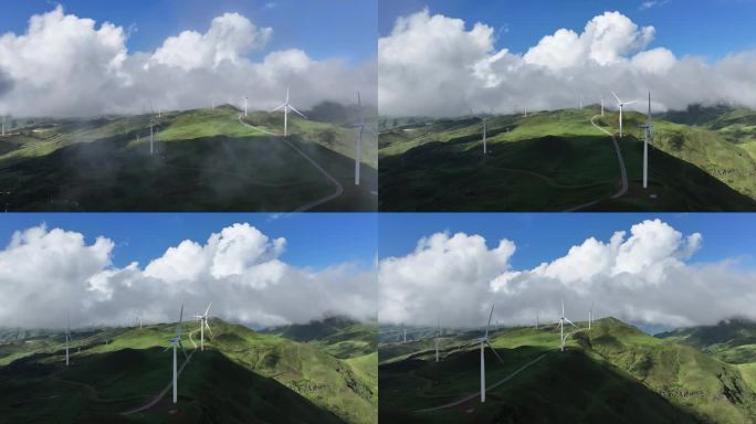 原创4K科技实拍风力发电新能源航拍