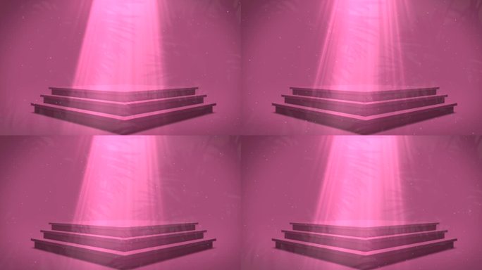 3D玫瑰洋红动画最小紫外线天鹅绒与棕榈影站讲台展示化妆品的介绍，舞台讲台基座或平台背景