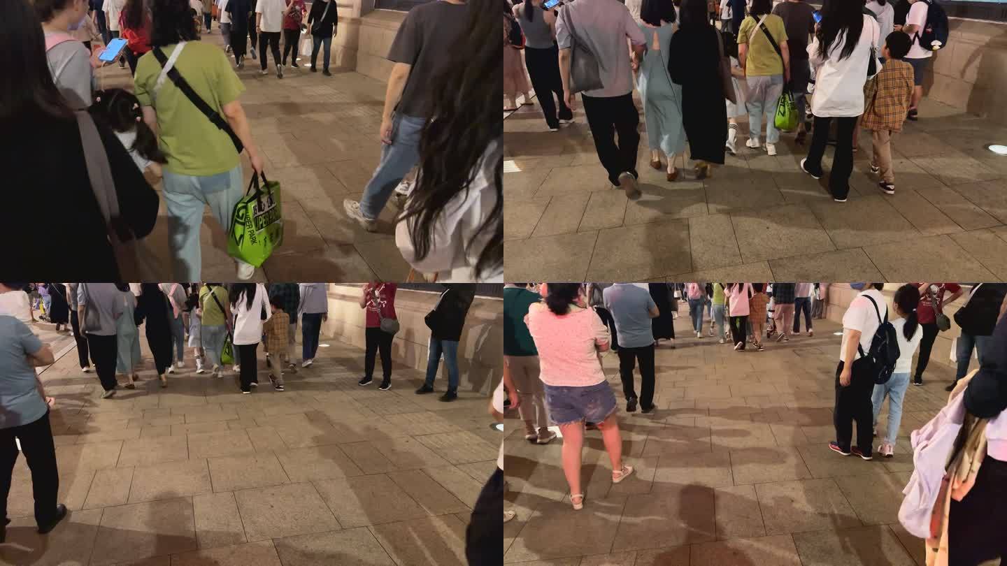 4K原创 城市夜晚步行街年轻人