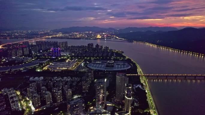 杭州滨江区钱江一桥板块夜景