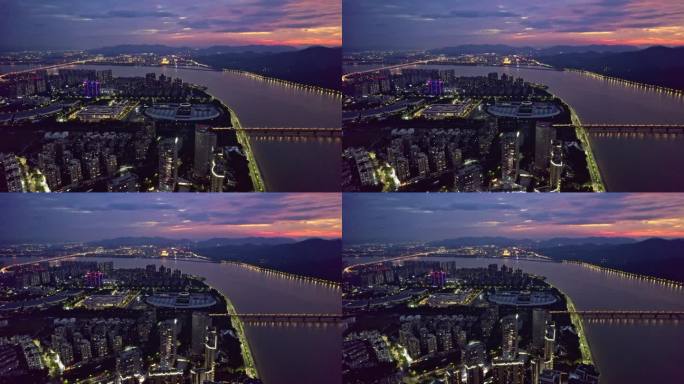 杭州滨江区钱江一桥板块夜景