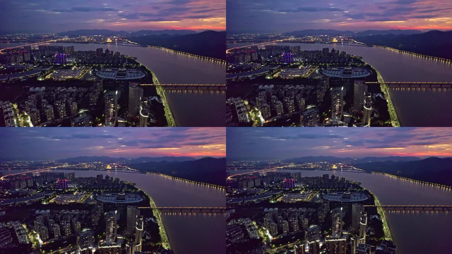 杭州滨江区钱江一桥板块夜景