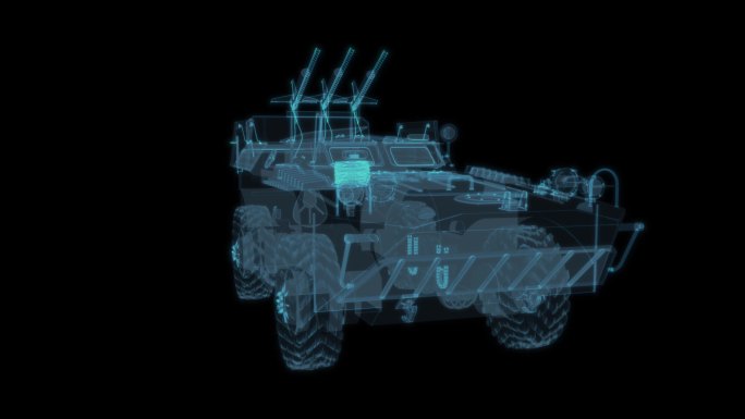 装甲坦克车 军事科幻透明网格线框军队4