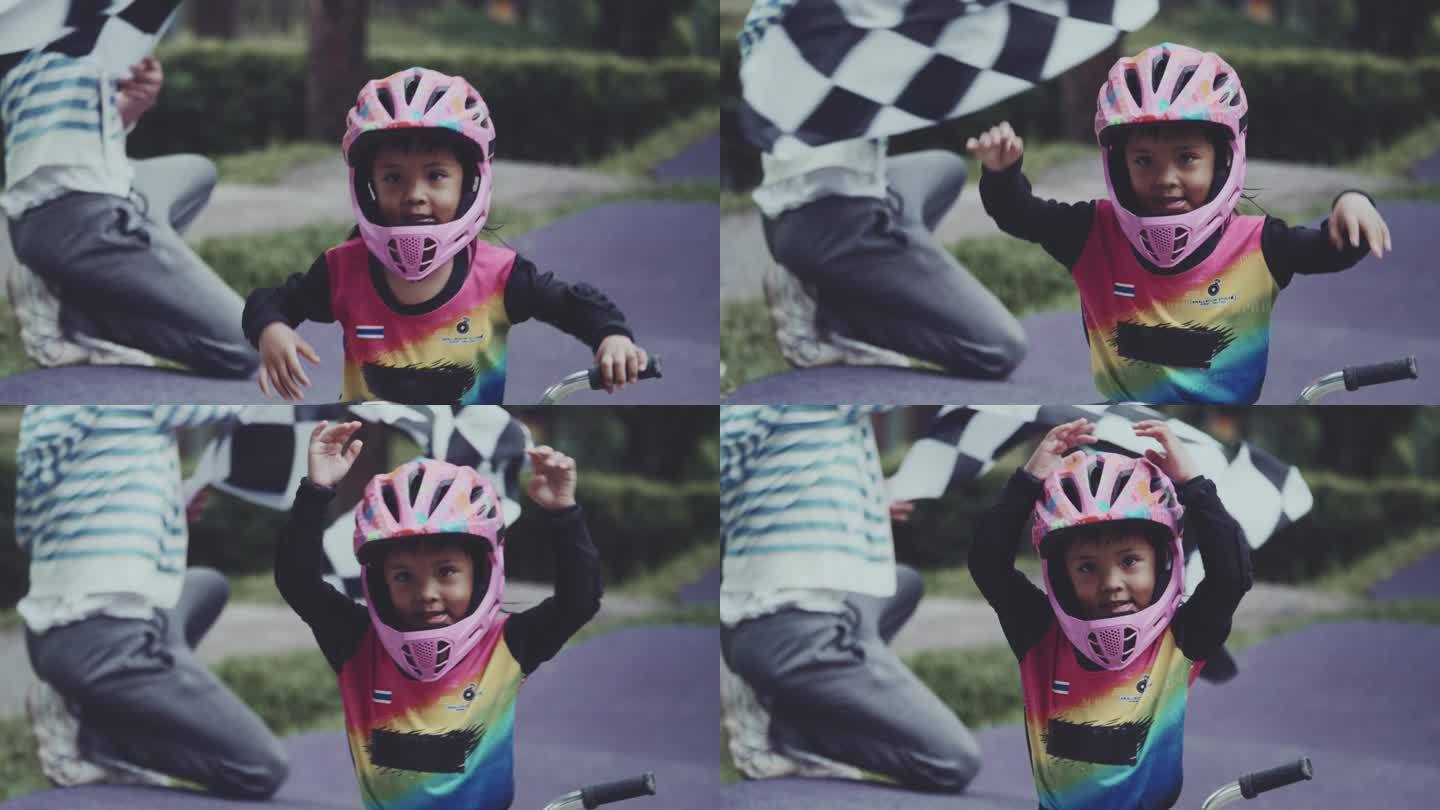 运动自行车运动员骑行儿童骑行比赛