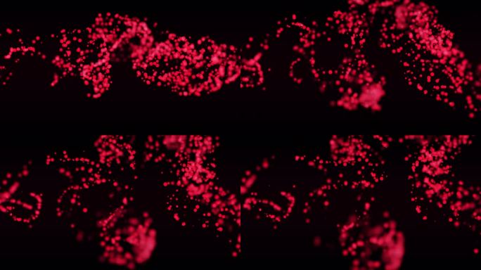 3D渲染的说明性动画，红色气泡在空白的黑色背景上飞溅