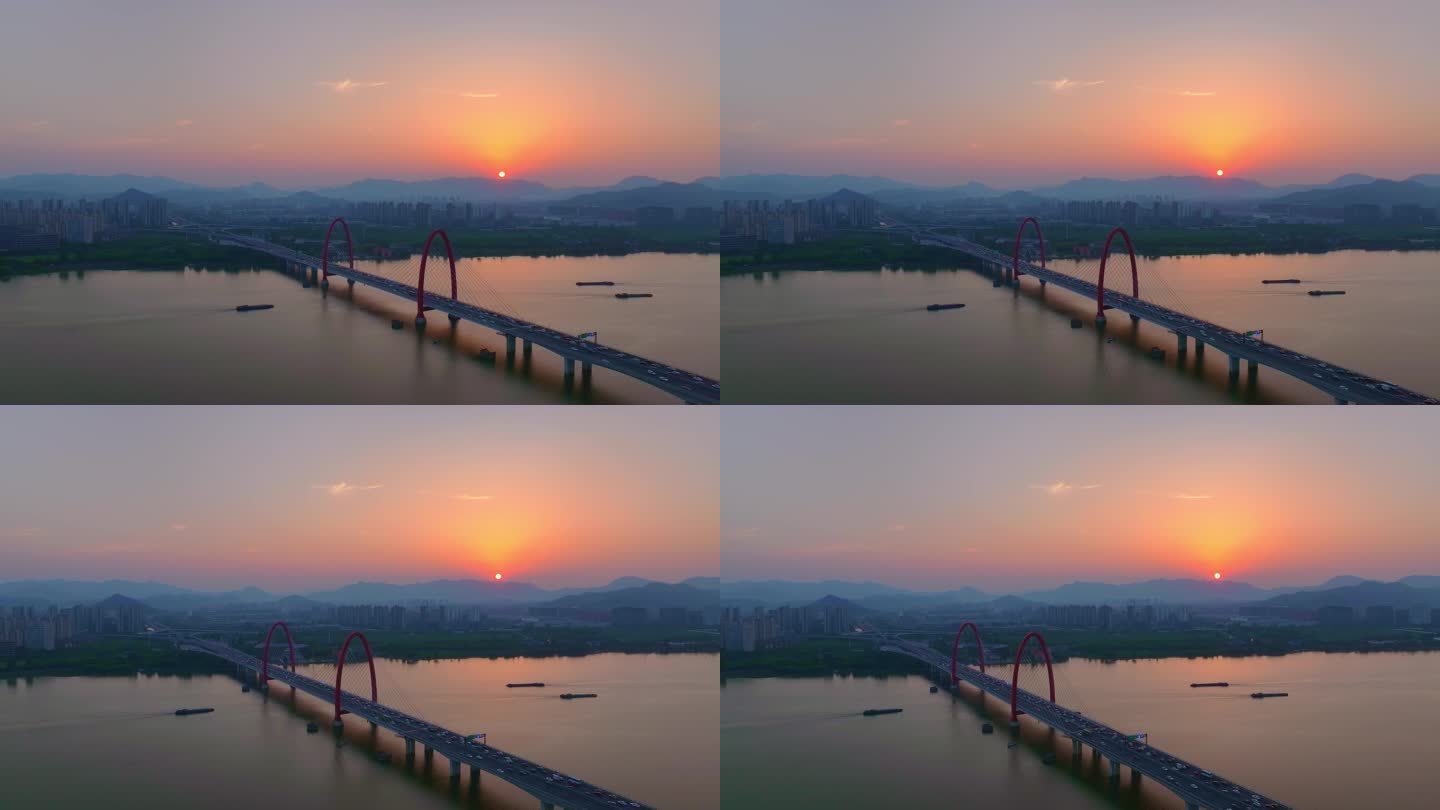 杭州之江大桥日落美景