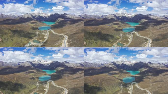 航拍四川甘孜藏族自治州318川藏线姊妹湖