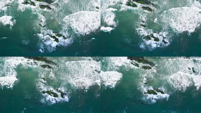 惠州黑排角大海礁石海浪升格上升慢镜头