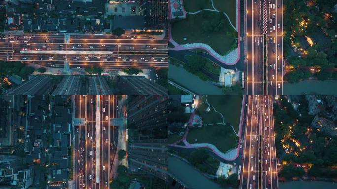 城市夜景高楼道路交通