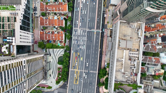 上海市黄浦区市区延安东路立交桥高架桥汽车