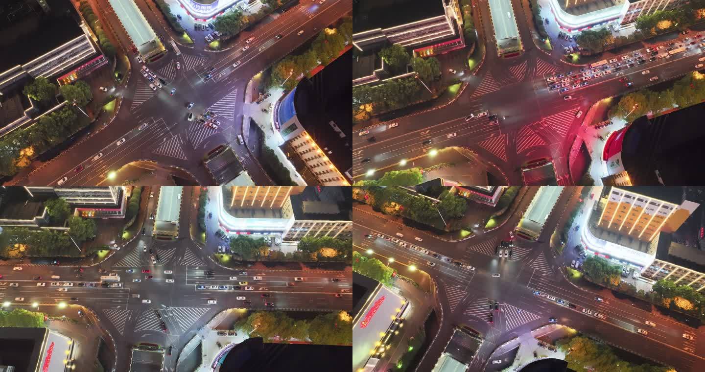 长沙芙蓉广场十字路口夜景延时