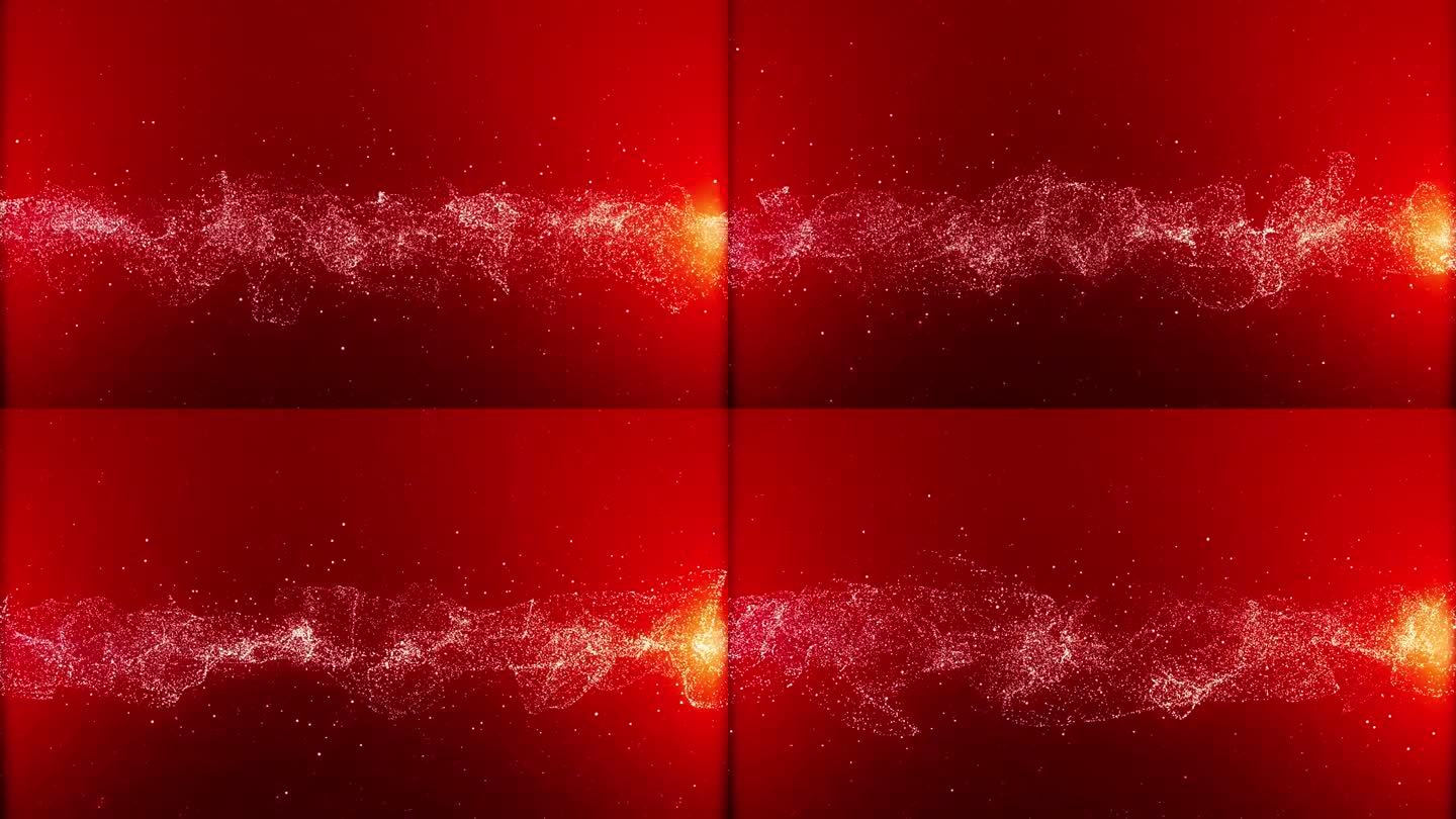 4K抽象金色红色闪烁发光粒子背景。