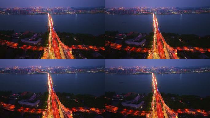 杭州彩虹快速路之江大桥夜景