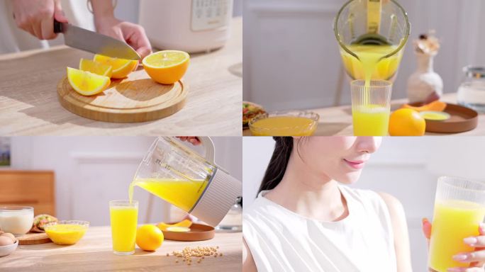 水果 美女喝橙汁 喝果汁 tvc 广告