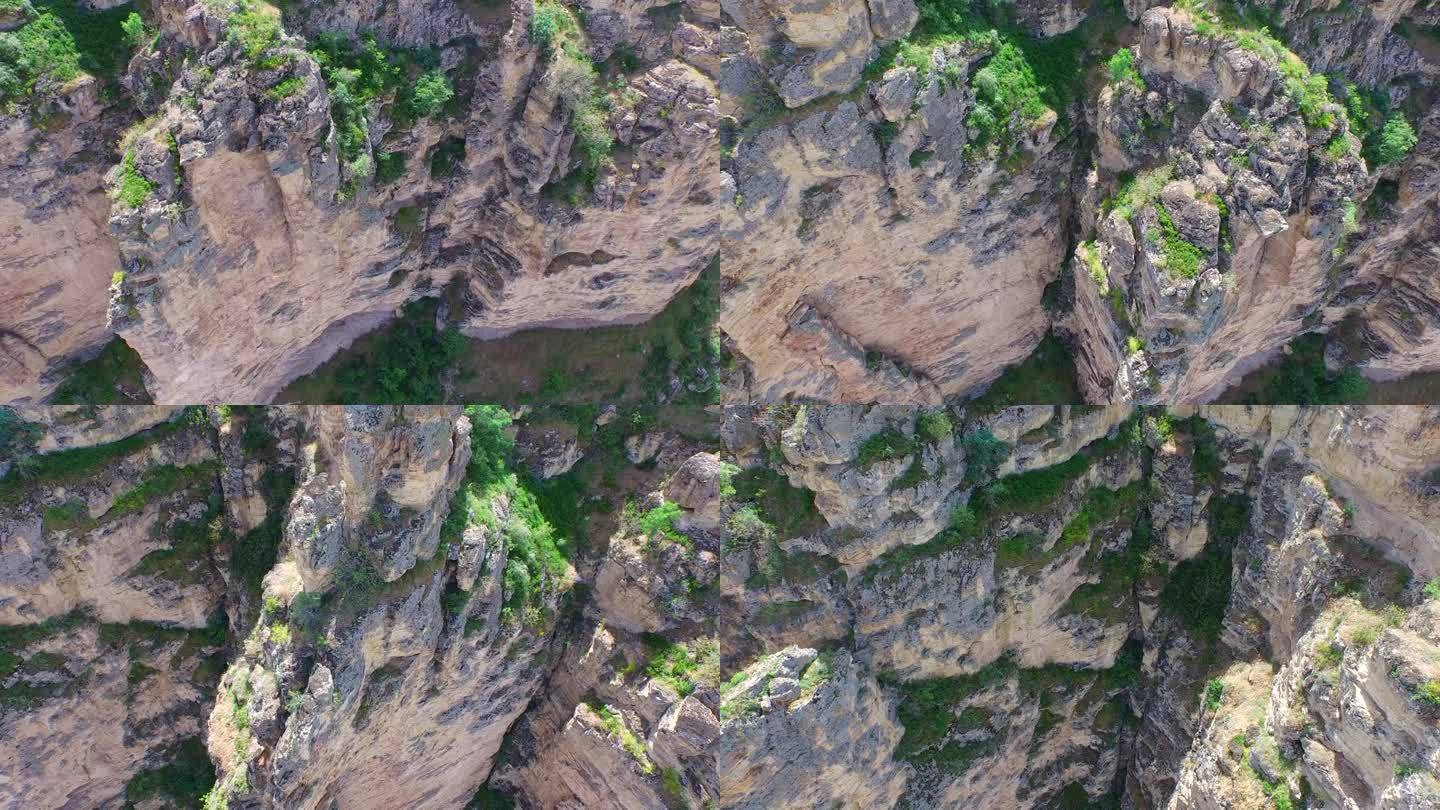 鸟瞰图:喀斯特石灰岩中的高悬崖岩壁