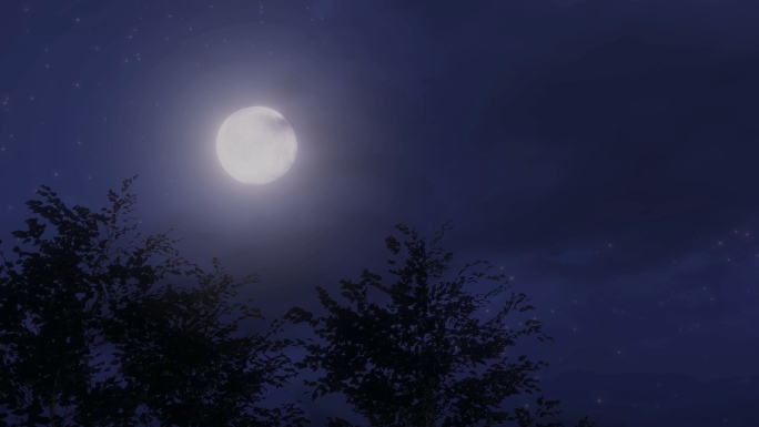 树枝树梢树头明月月亮月光月色升起组合素材