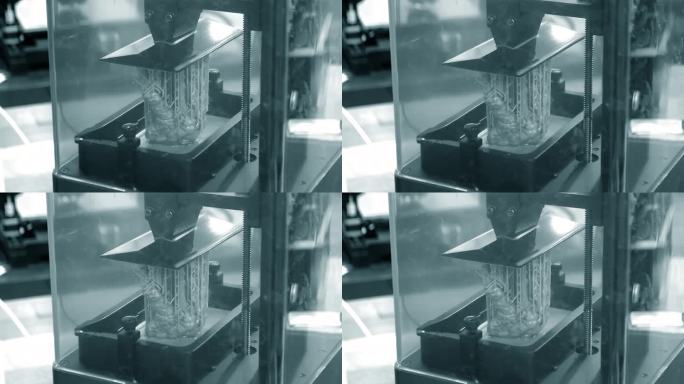 光聚合物sla 3D打印机的工作原理。平台与建筑对象降低到液体光聚合物树脂和硬化紫外线激光。渐进式增