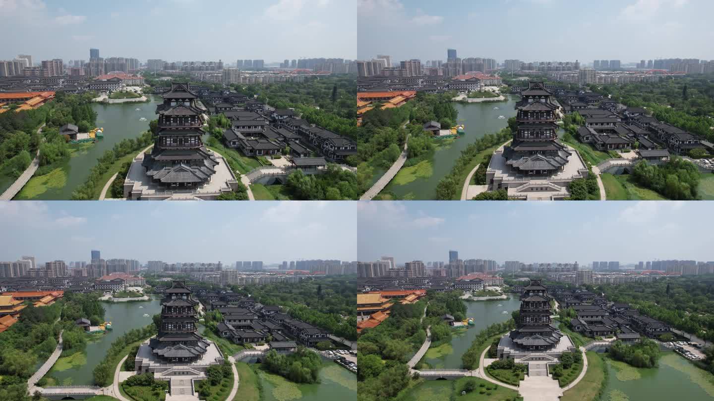 江苏宿迁城市风光项王故里景区航拍