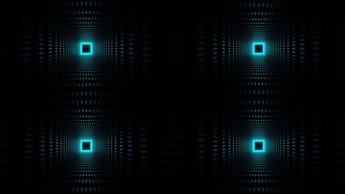 一个抽象的网络空间霓虹灯隧道的3D循环动画，创造了一个未来的和身临其境的氛围