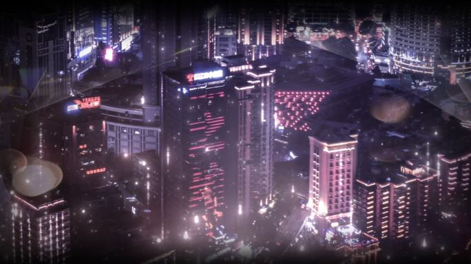 浪漫重庆循环loop夜景航拍舞台视频