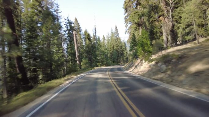 红杉国家公园将军公路南行04多摄像头后视镜驾驶牌照内华达山脉，美国加利福尼亚州