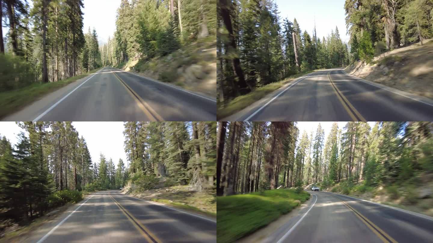 红杉国家公园将军公路南行04多摄像头后视镜驾驶牌照内华达山脉，美国加利福尼亚州