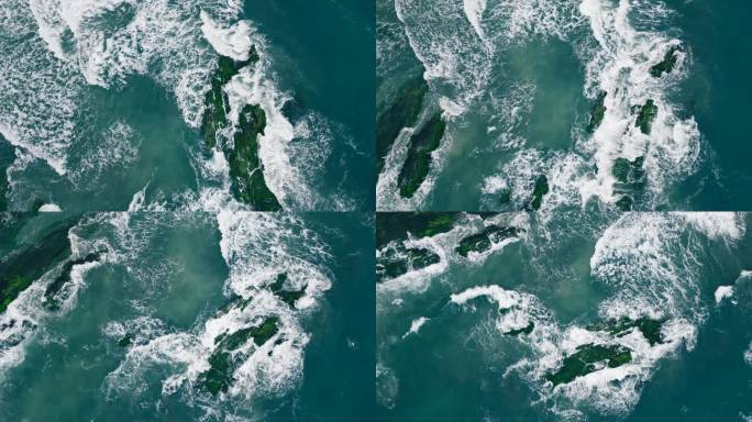 惠州黑排角大海礁石海浪升格上升旋转慢镜头