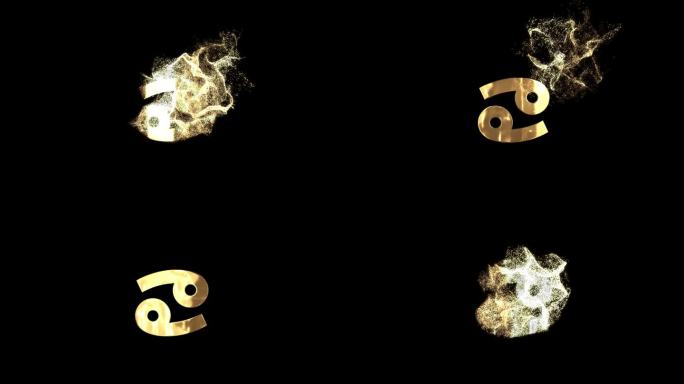 巨蟹座生肖符号，星象，金色粒子阿尔法通道