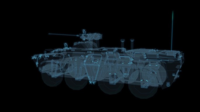 装甲坦克车 军事科幻透明网格线框军队2