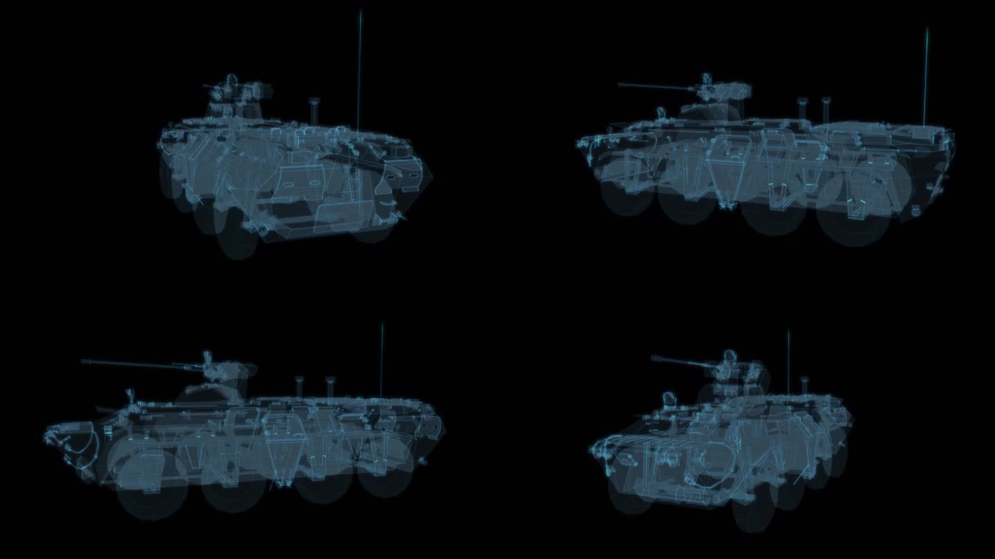 装甲坦克车 军事科幻透明网格线框军队2