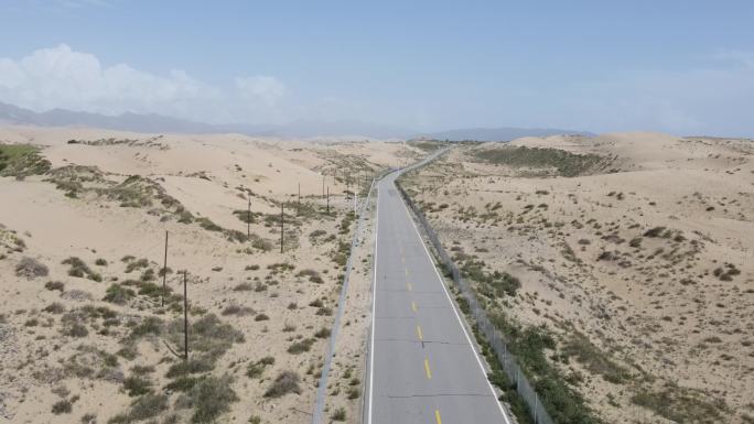 沙漠公路  青海  金沙湾 航拍