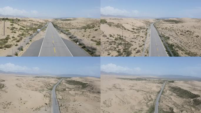 沙漠公路  青海  金沙湾 航拍