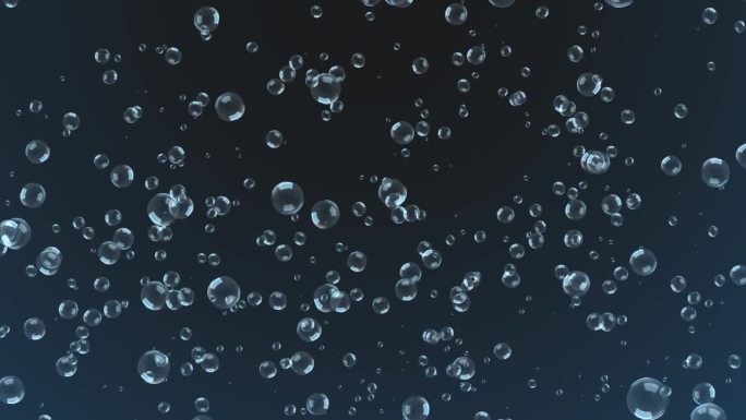 水下气泡云动画背景。嘶嘶作响的气泡。香槟。