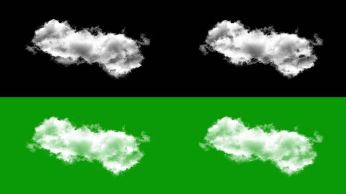 美丽的4k云循环。快速翻腾的云孤立在黑色的背景上。光线