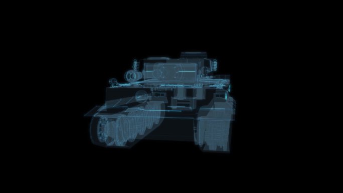 装甲坦克车 军事科幻透明网格线框军队3