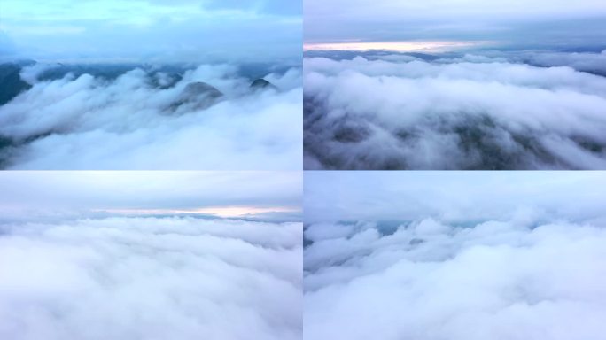 平流雾穿云破雾云海山川山水风光