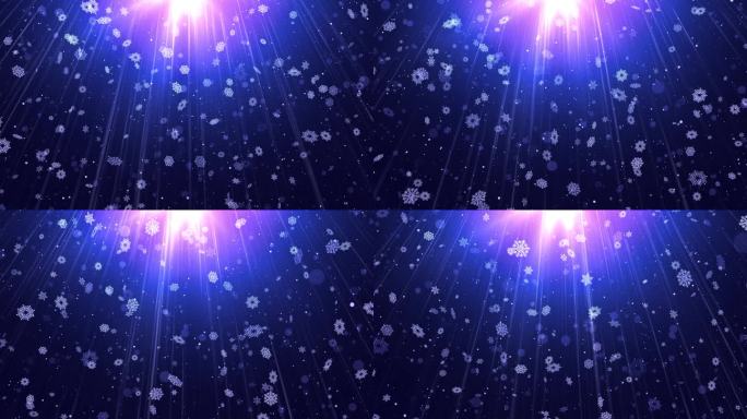 冬天的背景，飘落的雪花，碎花雪花和散景灯在4k 3D背景