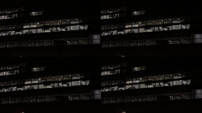 窗外夜晚夜灯窗户 灯光深夜晚上亮灯夜景