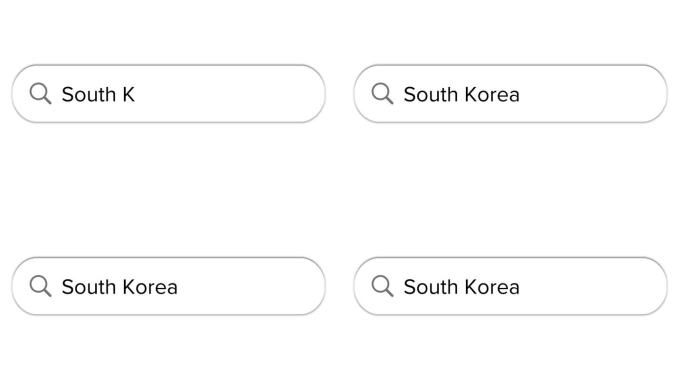 Www搜索栏图标与韩国文本隔离在白色背景上