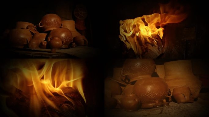 在火上烘干陶器  尼西黑陶制作技艺