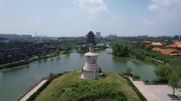 江苏宿迁城市风光项王故里景区航拍