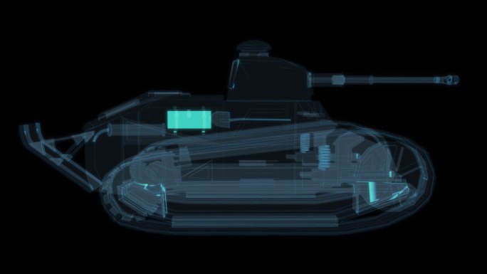 装甲坦克车 军事科幻透明网格线框军队5